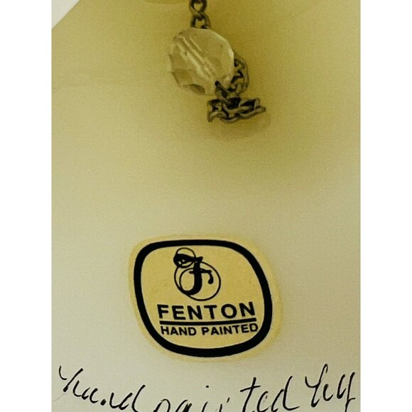 Fenton Satin Ivory Glass Bell Cardinal Holly Hand Painted 1994 S Jackson Signed - Picture 7 of 9